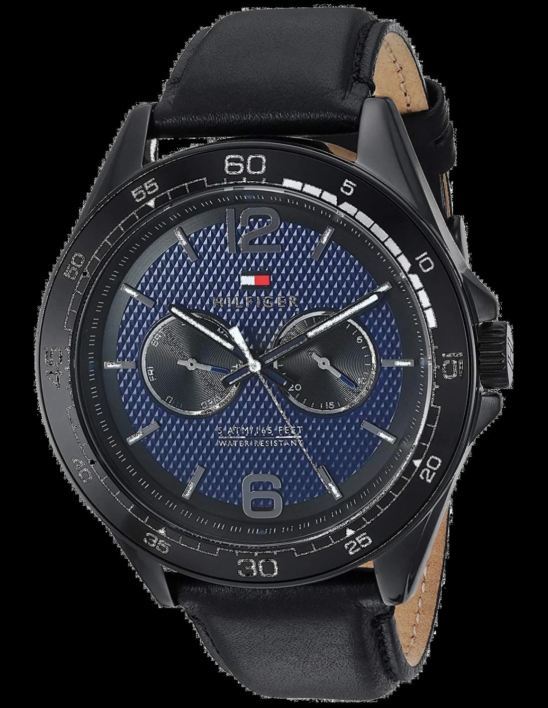 Tommy Hilfiger 1791368 montre homme, cadran bleu et bracelet cuir noir
