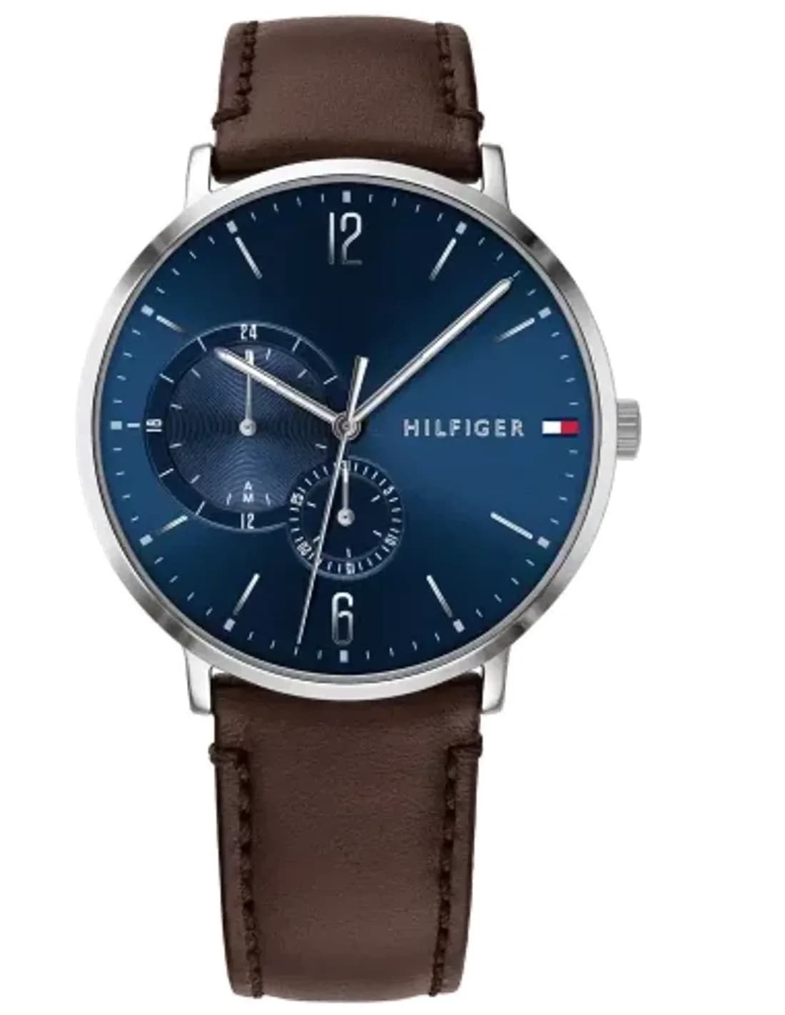 Tommy Hilfiger 1791508 Silver Case and Brown Leather Strap Watch