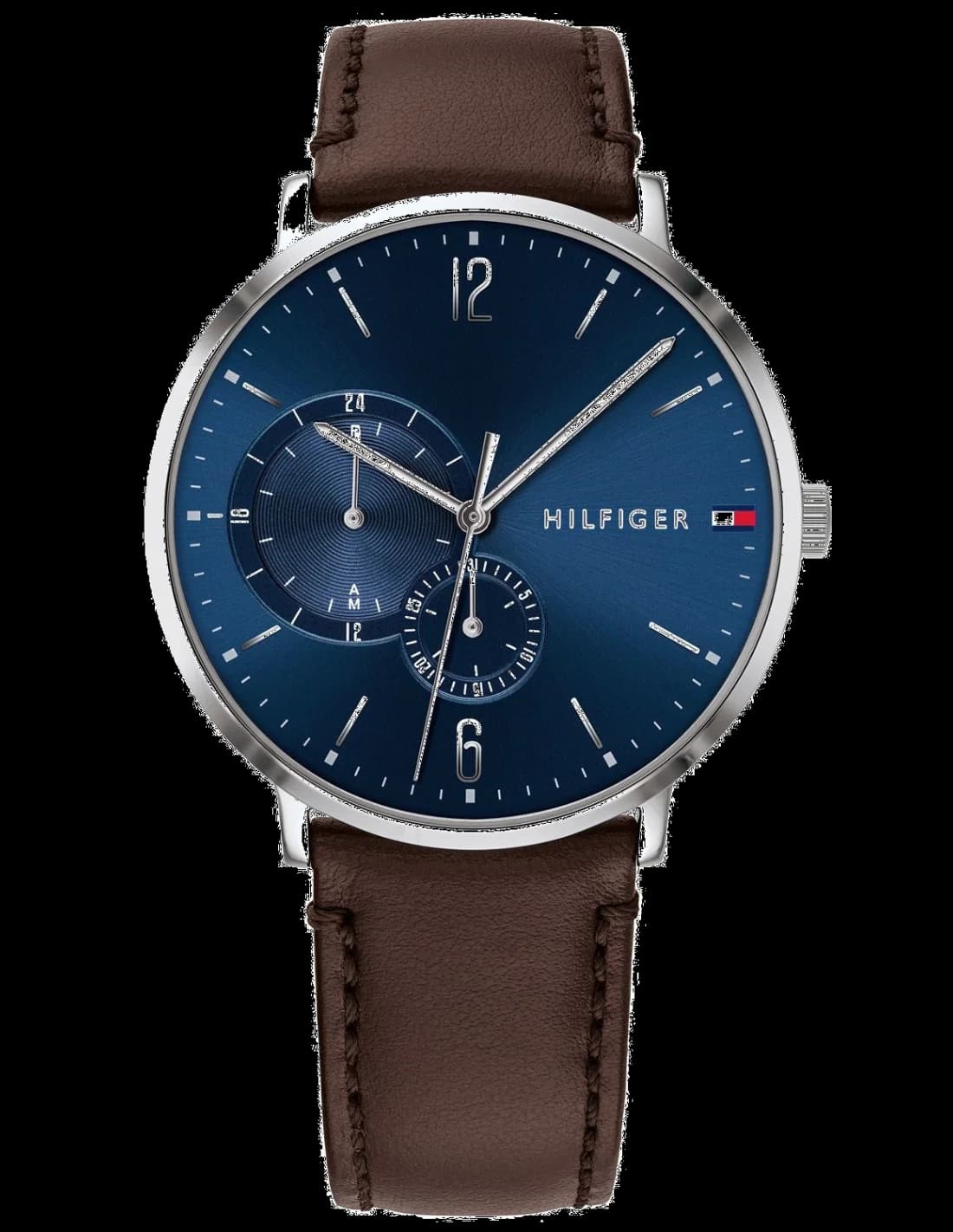 Tommy Hilfiger 1791508 montre homme, cadran bleu, bracelet cuir marron