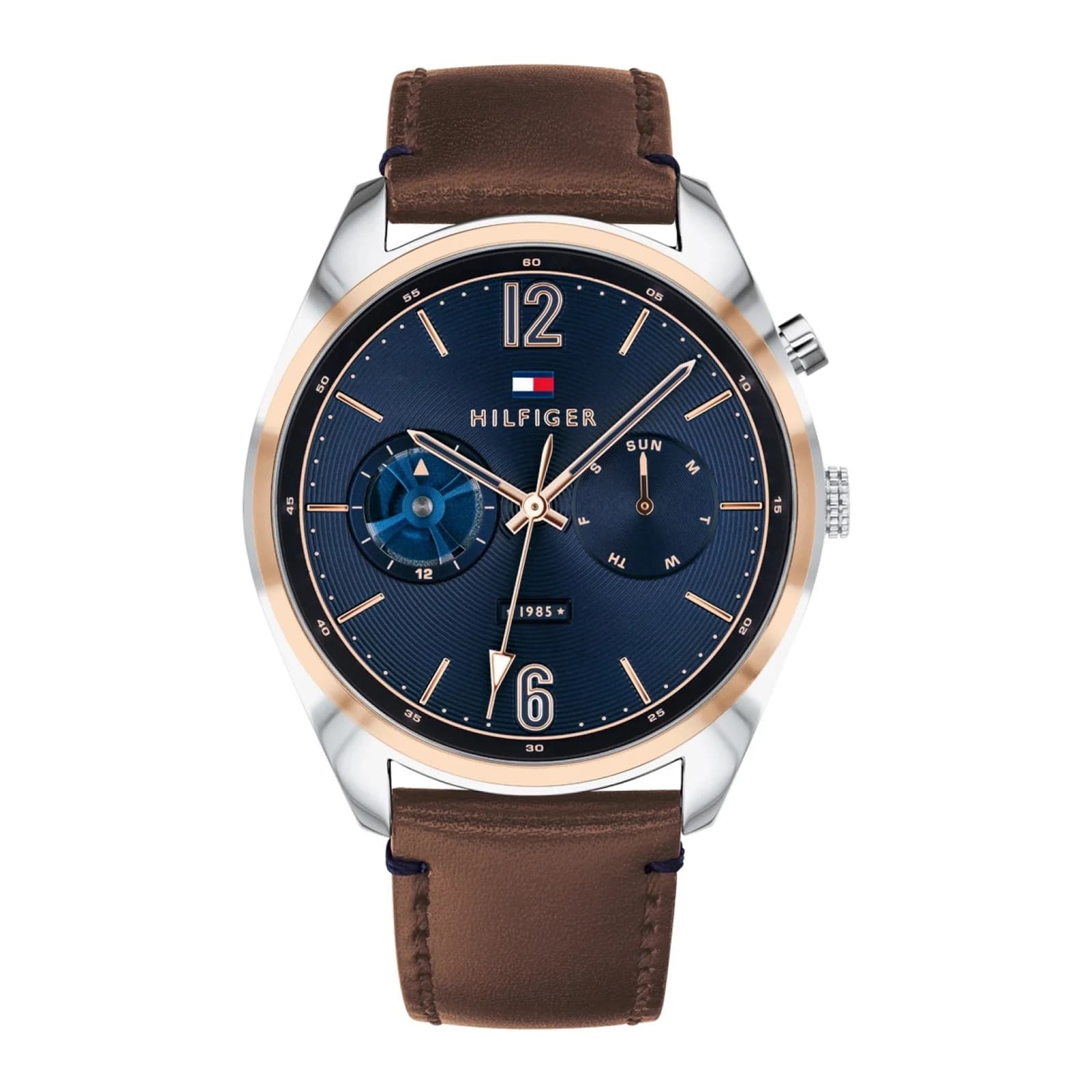 Tommy Hilfiger Deacon 1791549 Men's Watch Blue Dial with Brown Leather Strap