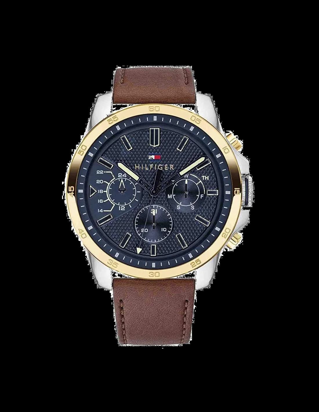 Tommy Hilfiger 1791561 montre homme, cadran bleu, bracelet cuir marron