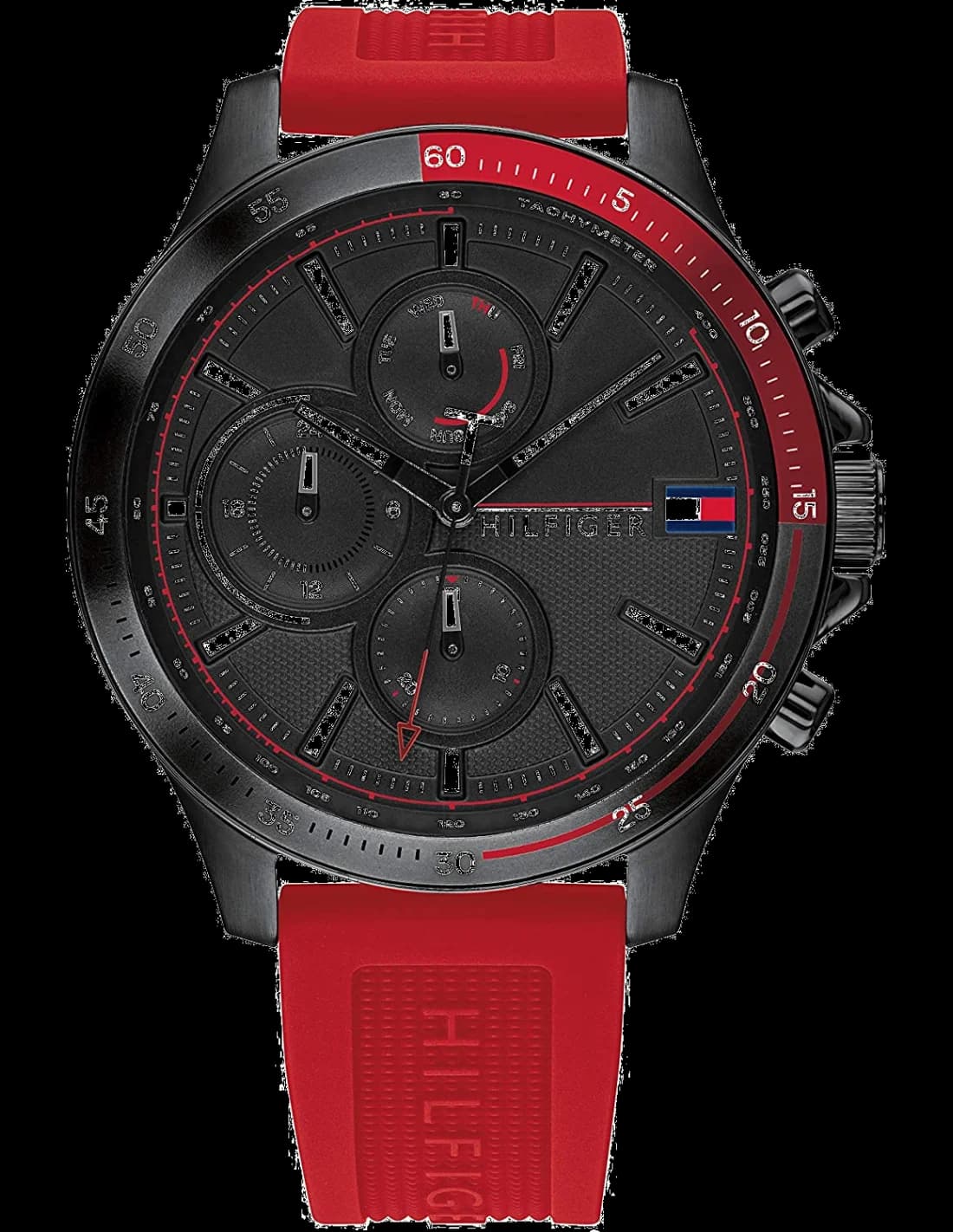 Tommy Hilfiger 1791722 montre homme, cadran noir, bracelet silicone noir