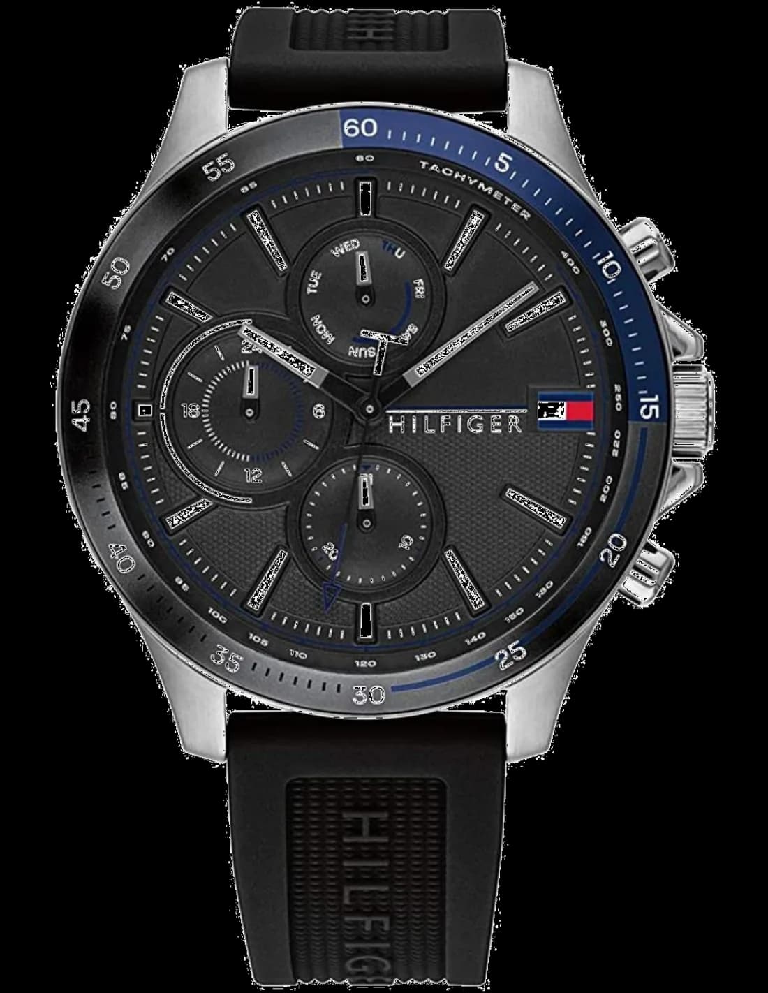 Tommy Hilfiger 1791724 montre homme, cadran noir chrono acier et silicone