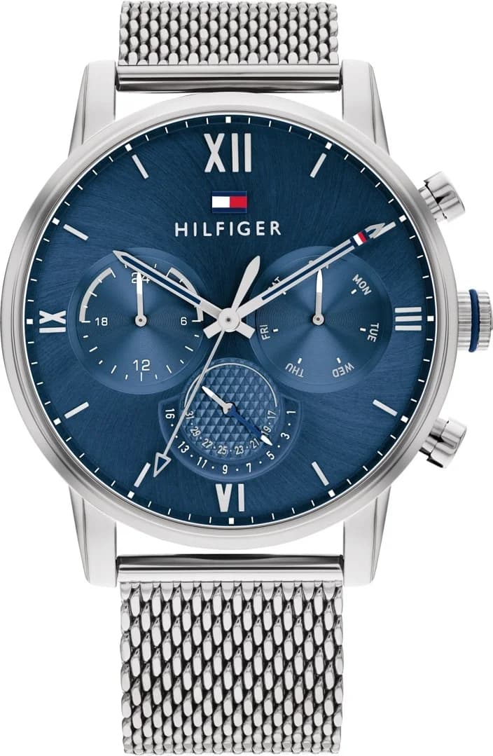 Tommy Hilfiger 1791881 montre homme, avec cadran bleu et bracelet acier milanais