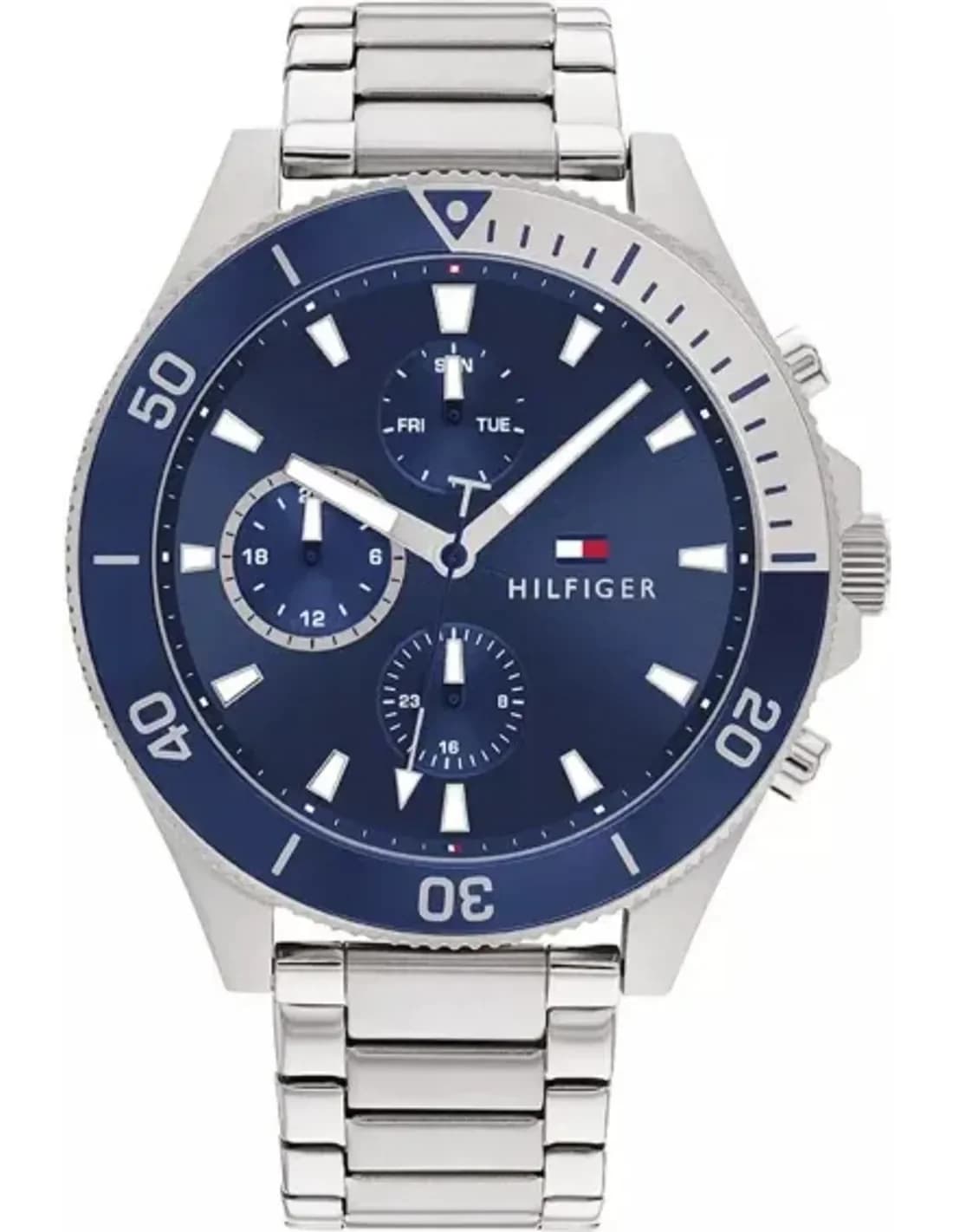 Tommy Hilfiger Larson 1791917 Sport Chronograph Steel Watch Blue Dial