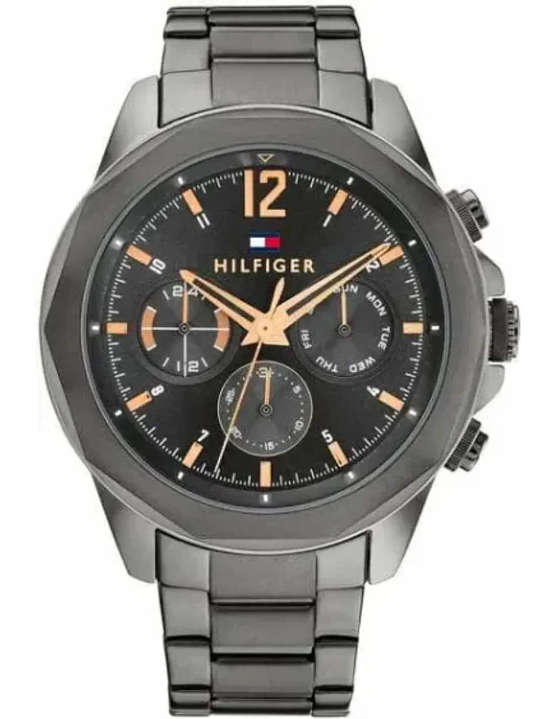 Tommy Hilfiger 1792061 montre homme, cadran gris texturé avec bracelet acier ton sur ton