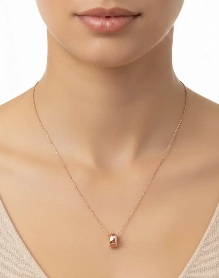 APM Monaco Adjustable Necklace with Ring Pendant in 925 Silver Rose Gold vue 2