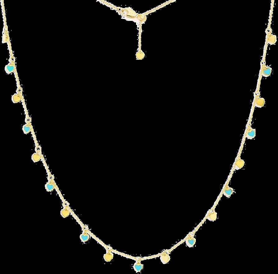 Collier APM Monaco coeurs mini turquoise plaqué or jaune