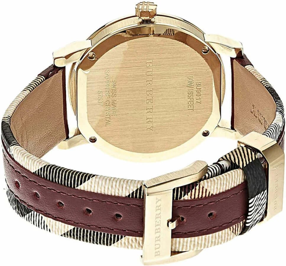 Montre Femme Burberry BU9017 Heritage Nova Check Cuir Bordeaux vue 2