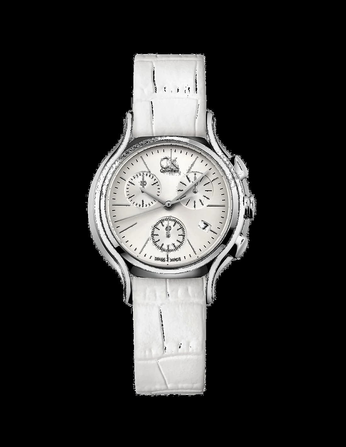 Montre Femme Calvin Klein K2U291L6 Chronomètre Bracelet Cuir Blanc