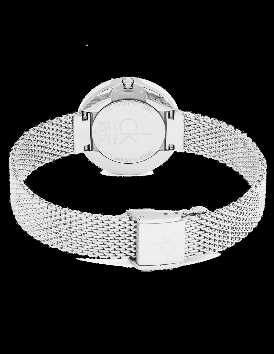 Calvin Klein K3N23126 Firm Polished Steel Black Dial Milanese Mesh Women's Watch vue 2