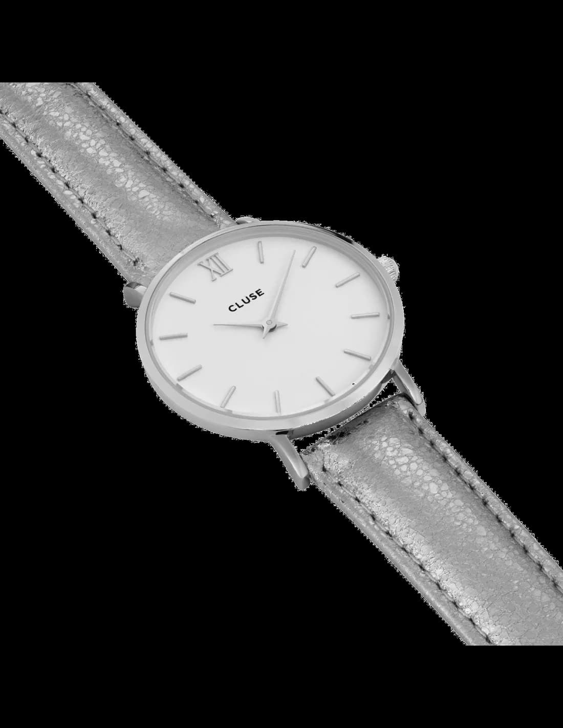 Cluse Minuit CL30039 Electric Grey Leather Strap Watch vue 2