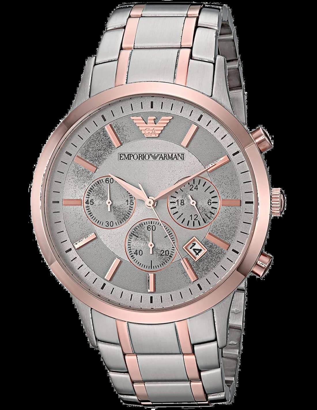 Emporio Armani AR11077 Men's Watch with Bi-tone Gold and Grey NATO Strap