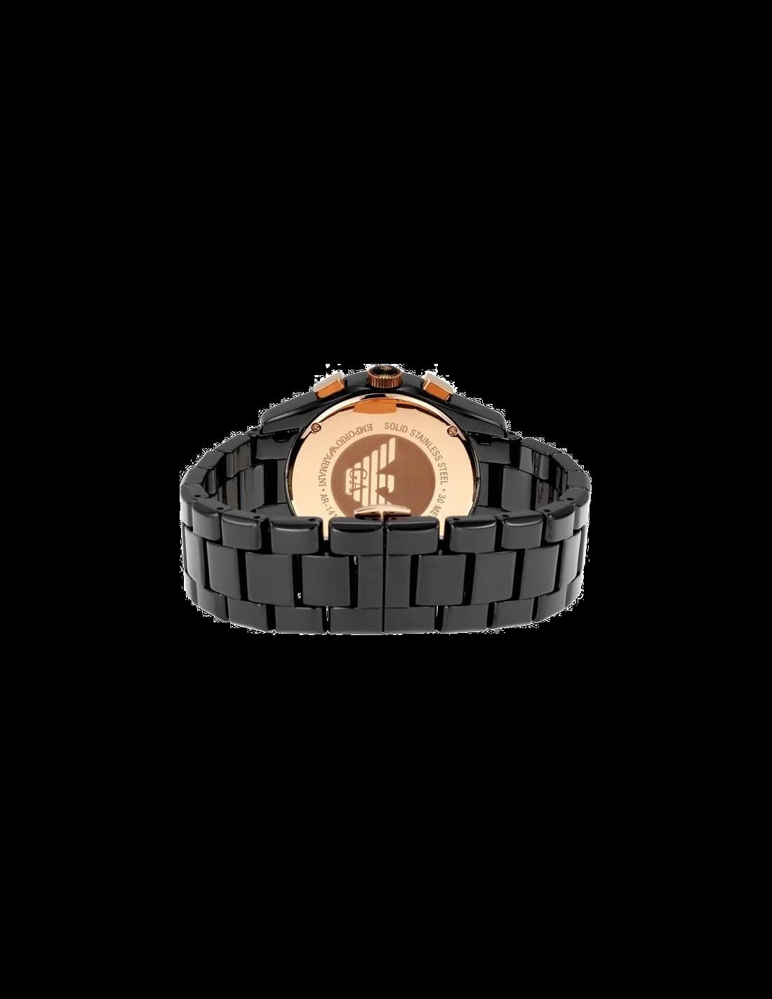 Montre Emporio Armani AR1410 en céramique noire satinée vue 3