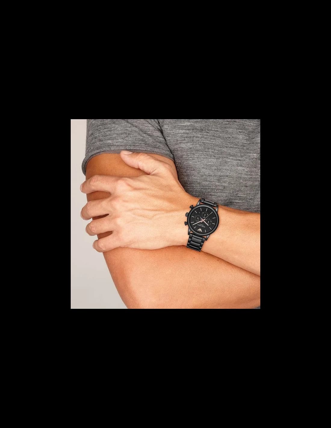 Montre Emporio Armani Luigi AR1509 Chronographe en céramique noire vue 3
