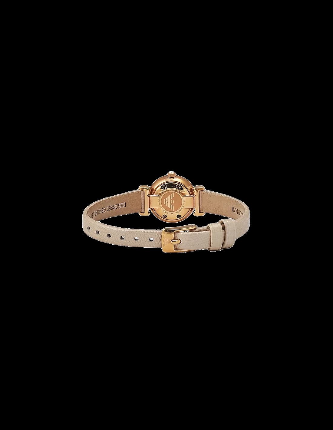 Emporio Armani AR1687 Small Size Beige Leather Strap Watch vue 2