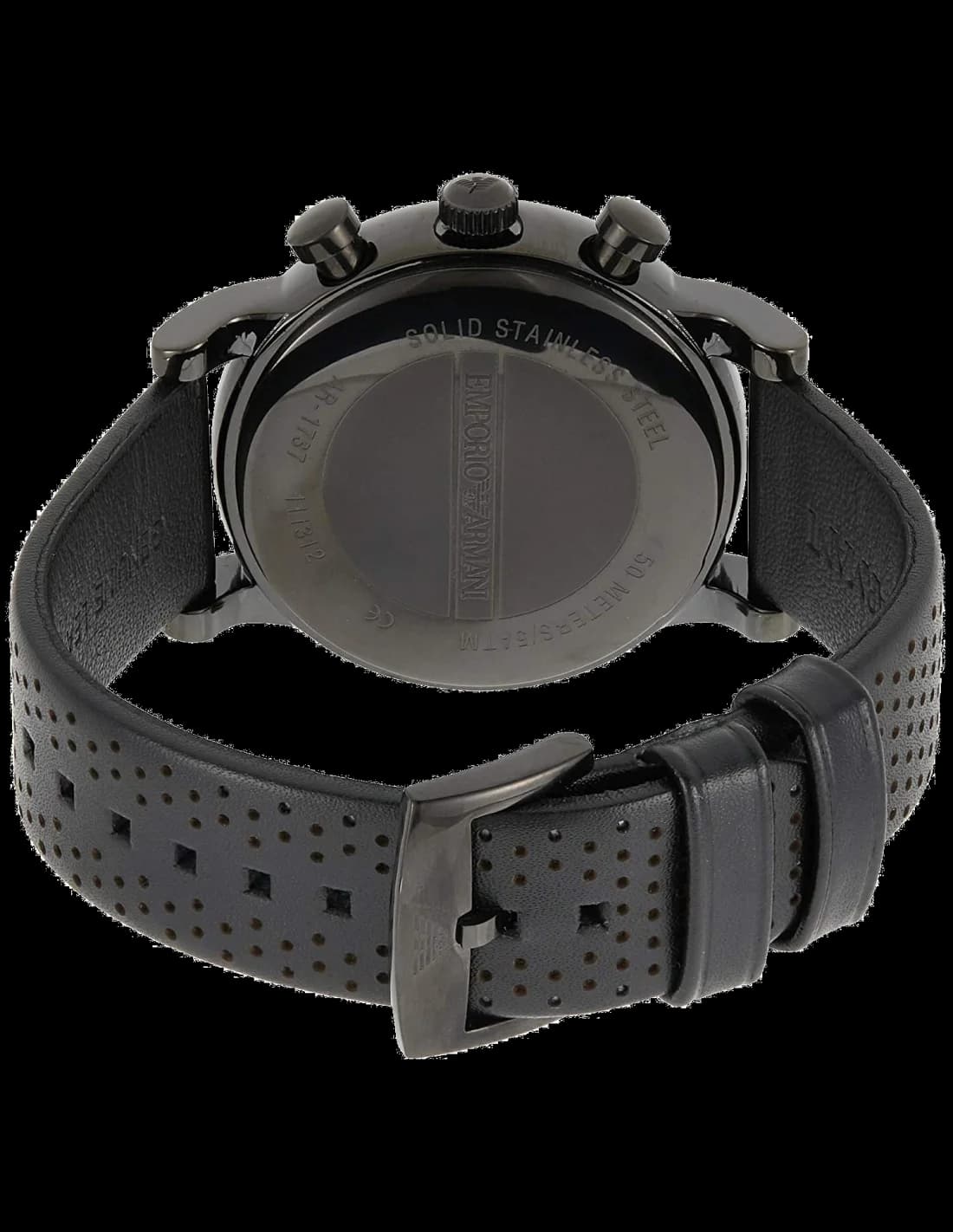 Montre Homme Emporio Armani Classic AR1737 bracelet perforé noir vue 3