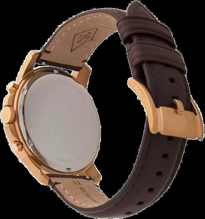 Montre Homme Fossil Grant FS5068 Bracelet cuir lisse marron vue 3