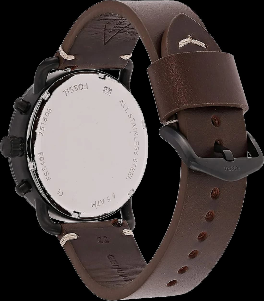 Montre Homme Fossil The Commuter FS5403 bracelet cuir marron vue 3