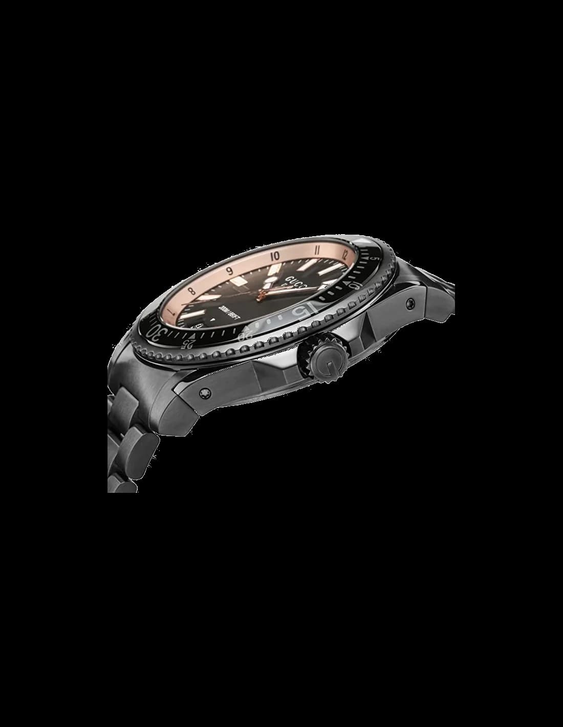 Montre Homme Gucci Dive YA136213 bracelet en acier inoxydable noir vue 2