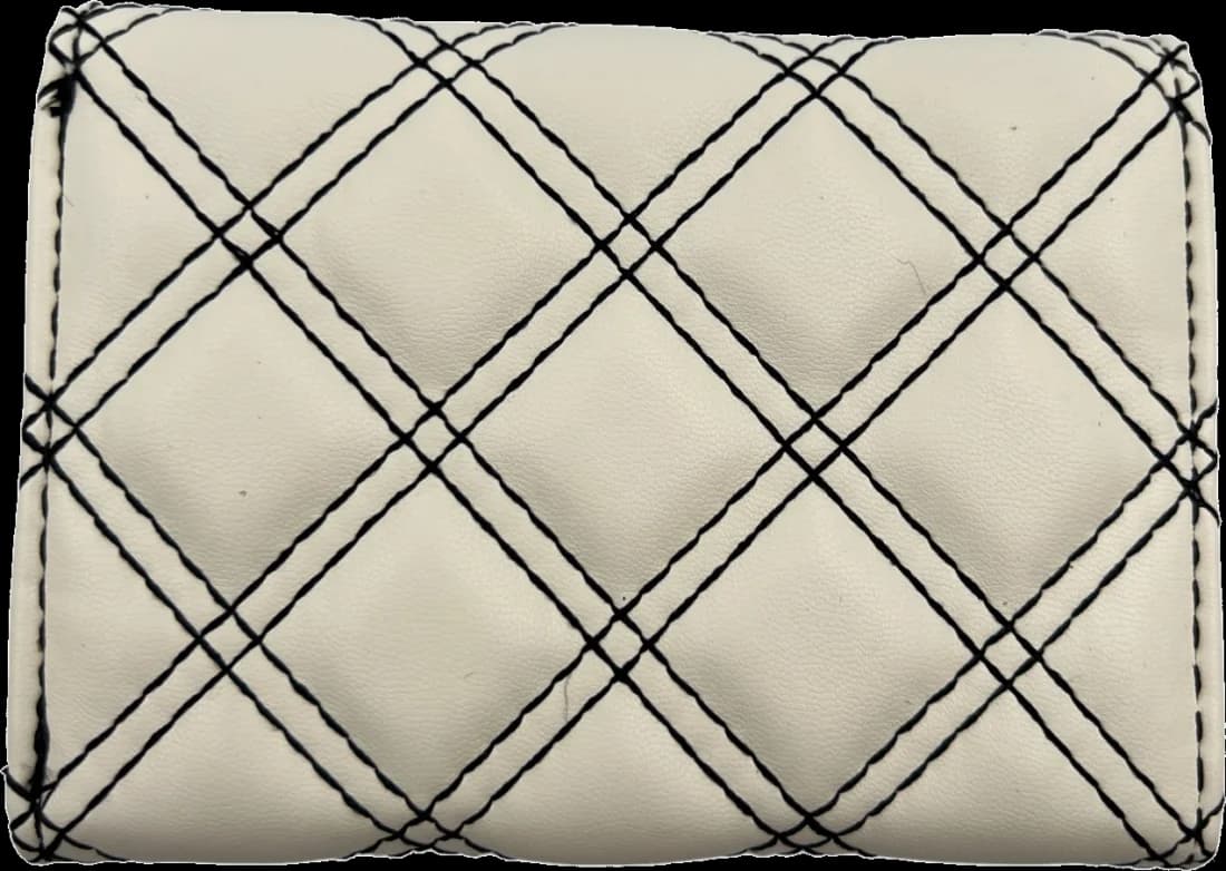 Portefeuille Guess blanc en simili cuir avec logo triangle coutures noires vue 2