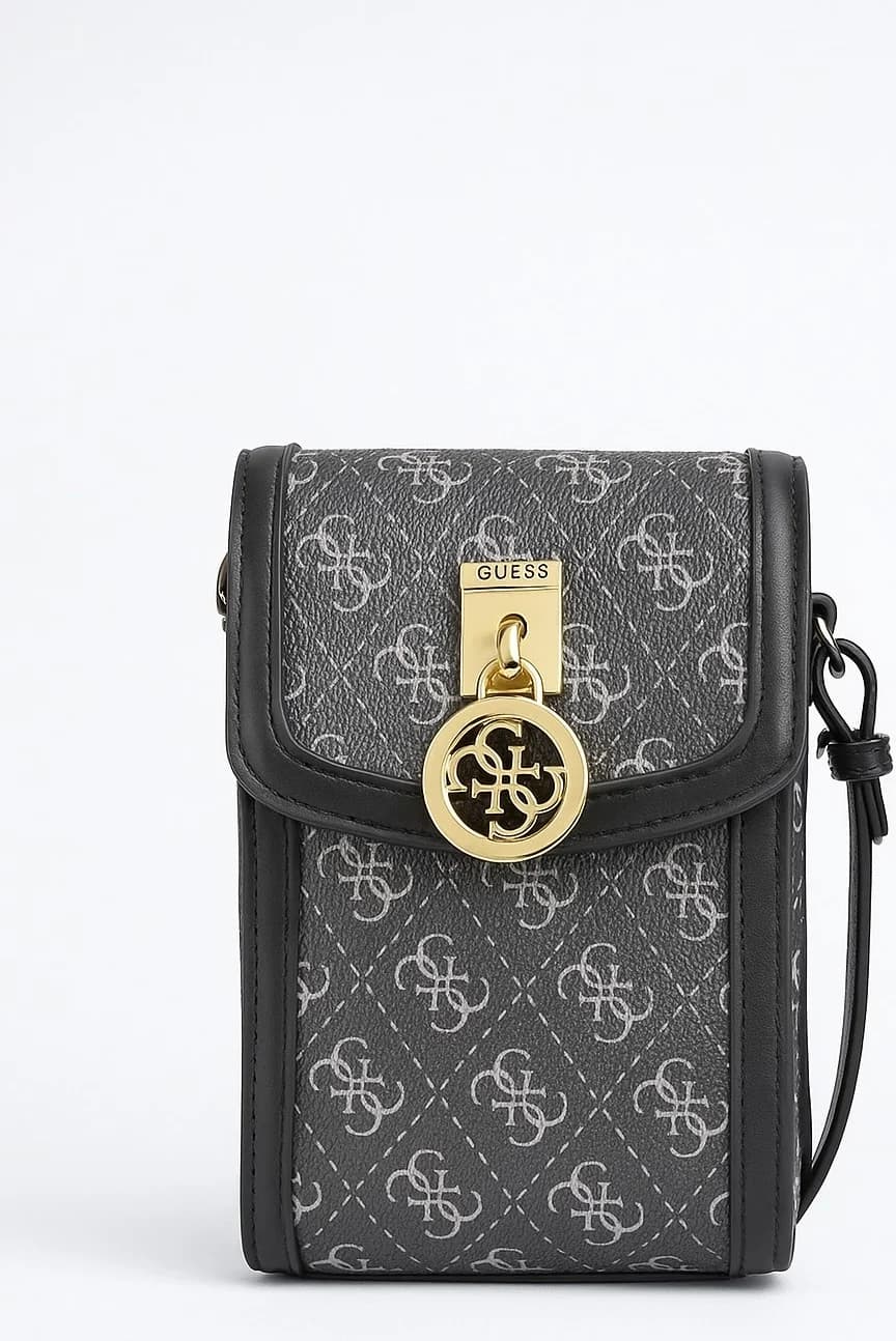 Pochette bandoulière téléphone Guess noir 4G logo