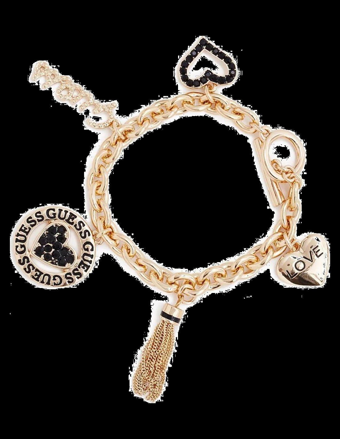 Bracelet Guess couleur or orné de 6 breloques