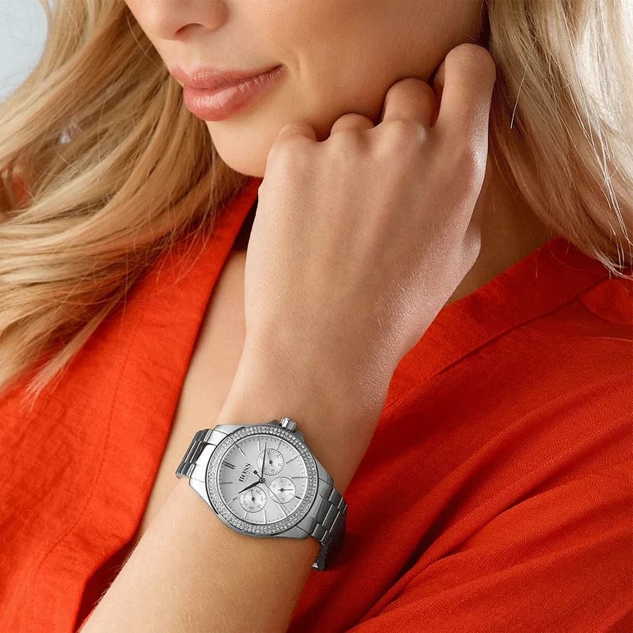 Montre Hugo Boss 1502442 en acier avec cadran gris et cristaux Swarovski vue 3
