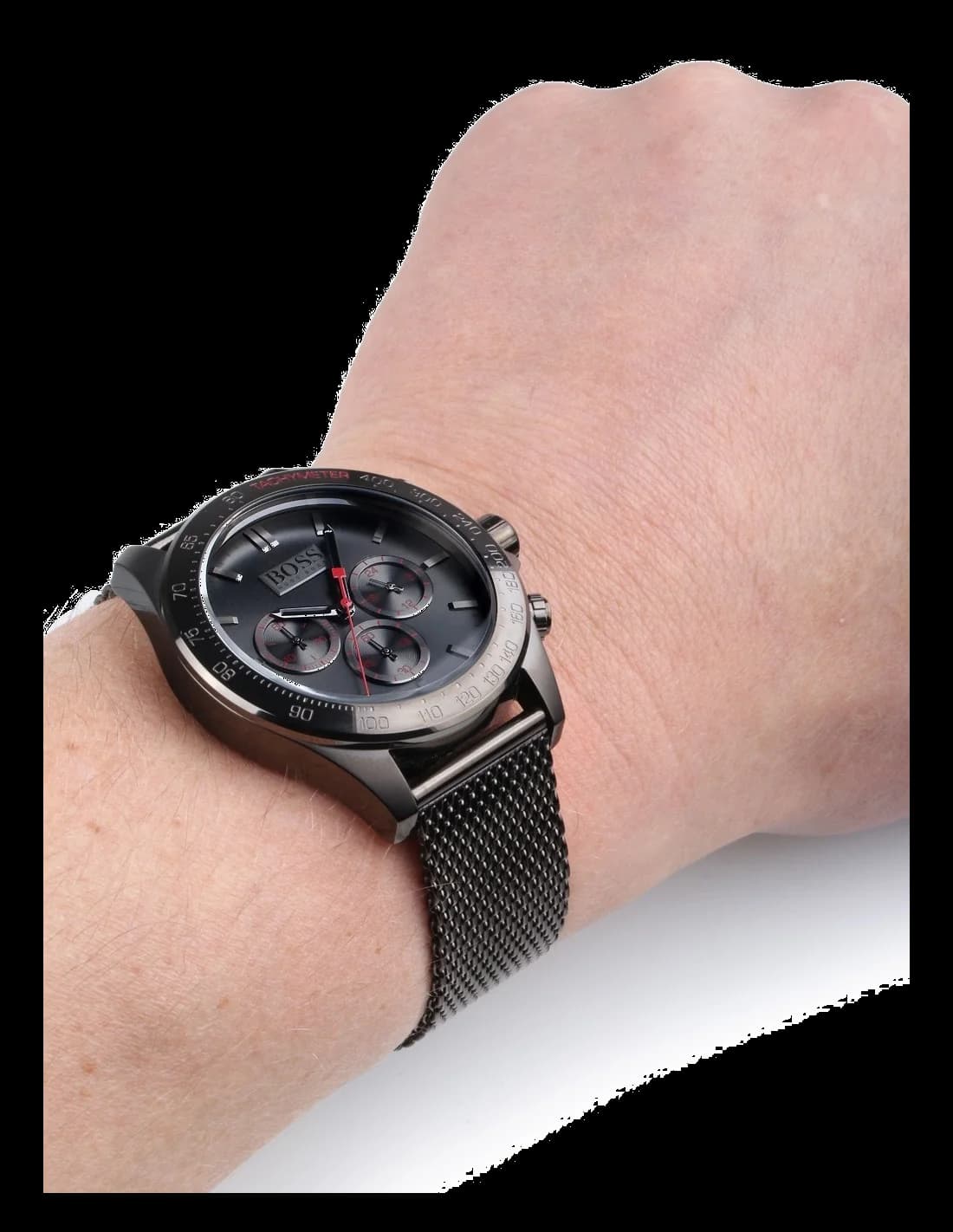 Hugo Boss 1513443 Grey Milanese Mesh Men's Watch vue 3