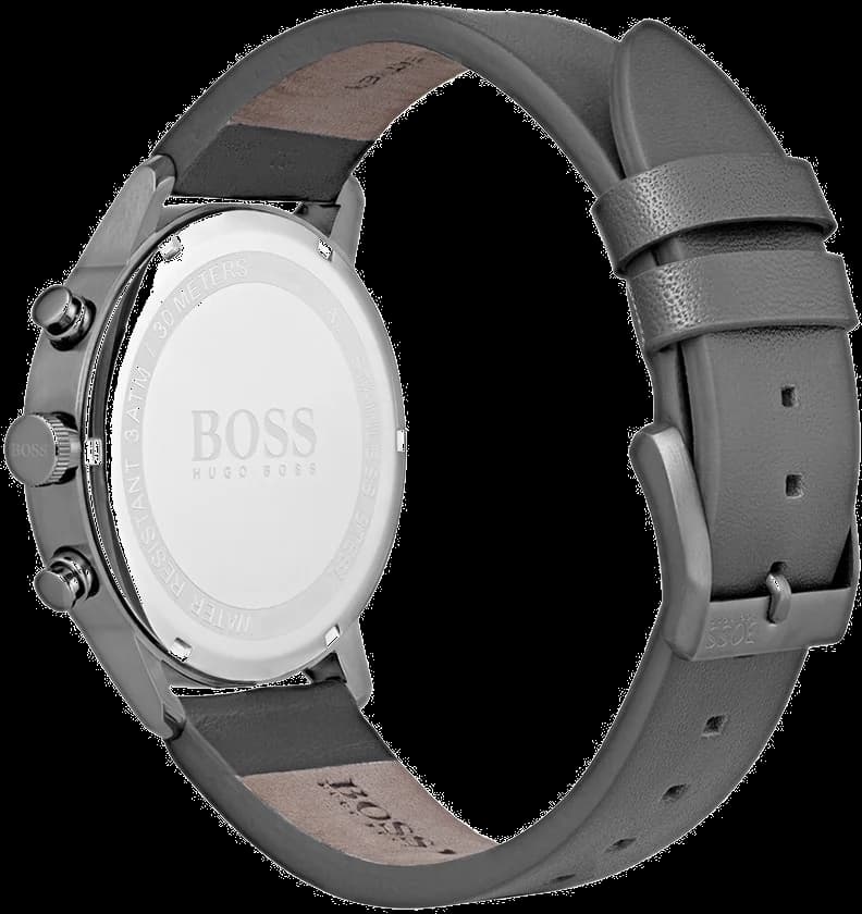 Hugo Boss 1513570 Chronograph Brushed Steel and Grey Leather Men's Watch vue 2