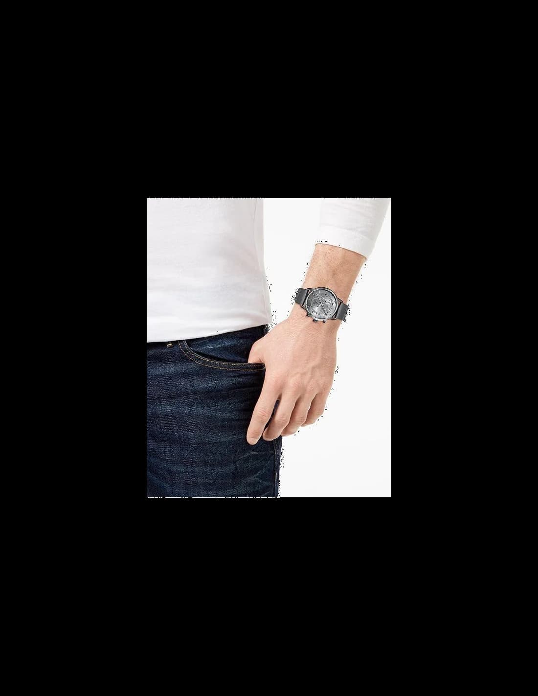 Hugo Boss 1513570 Chronograph Brushed Steel and Grey Leather Men's Watch vue 3