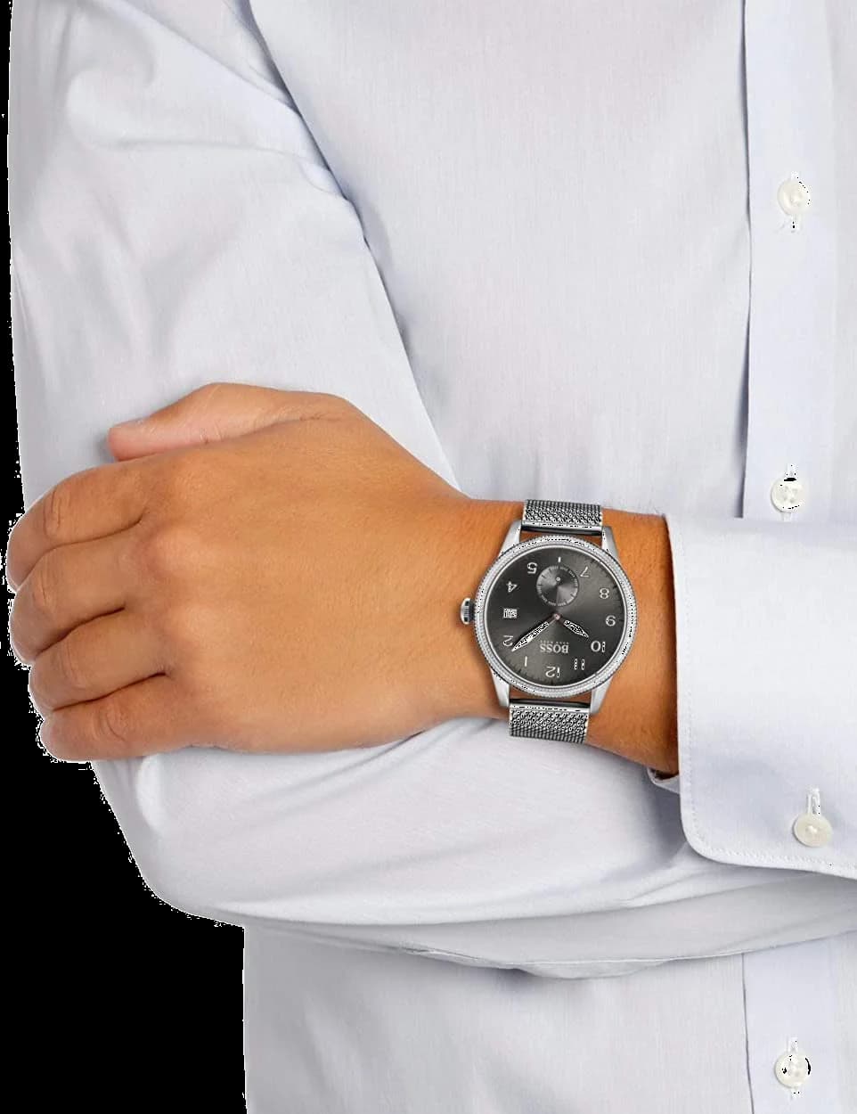 Montre Hugo Boss 1513673 en acier avec bracelet maille milanaise vue 4