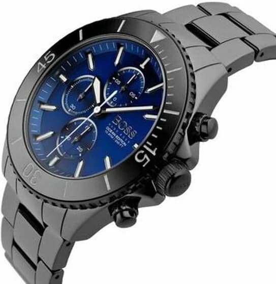 Hugo Boss 1513743 Ocean Blue Dial and Black Bezel Men's Watch vue 2