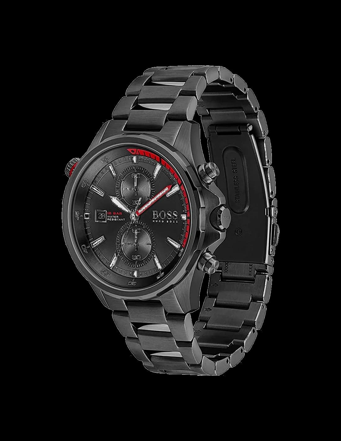 Hugo Boss Globetrotter 1513825 Men's Chronograph Watch, Black Dial, Steel Bracelet vue 2
