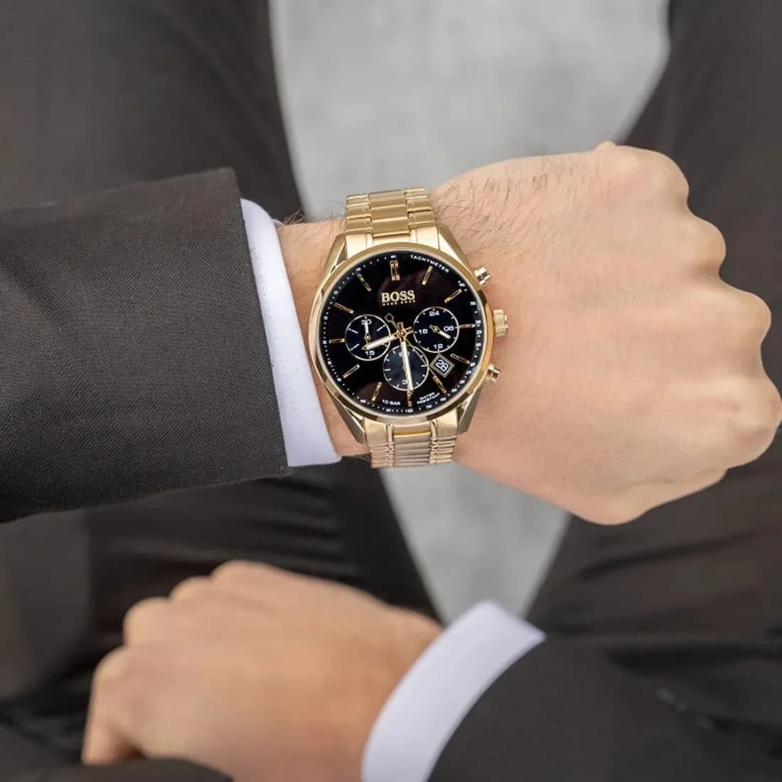 Montre Homme Hugo Boss Champion 1513848 bracelet acier doré jaune vue 4