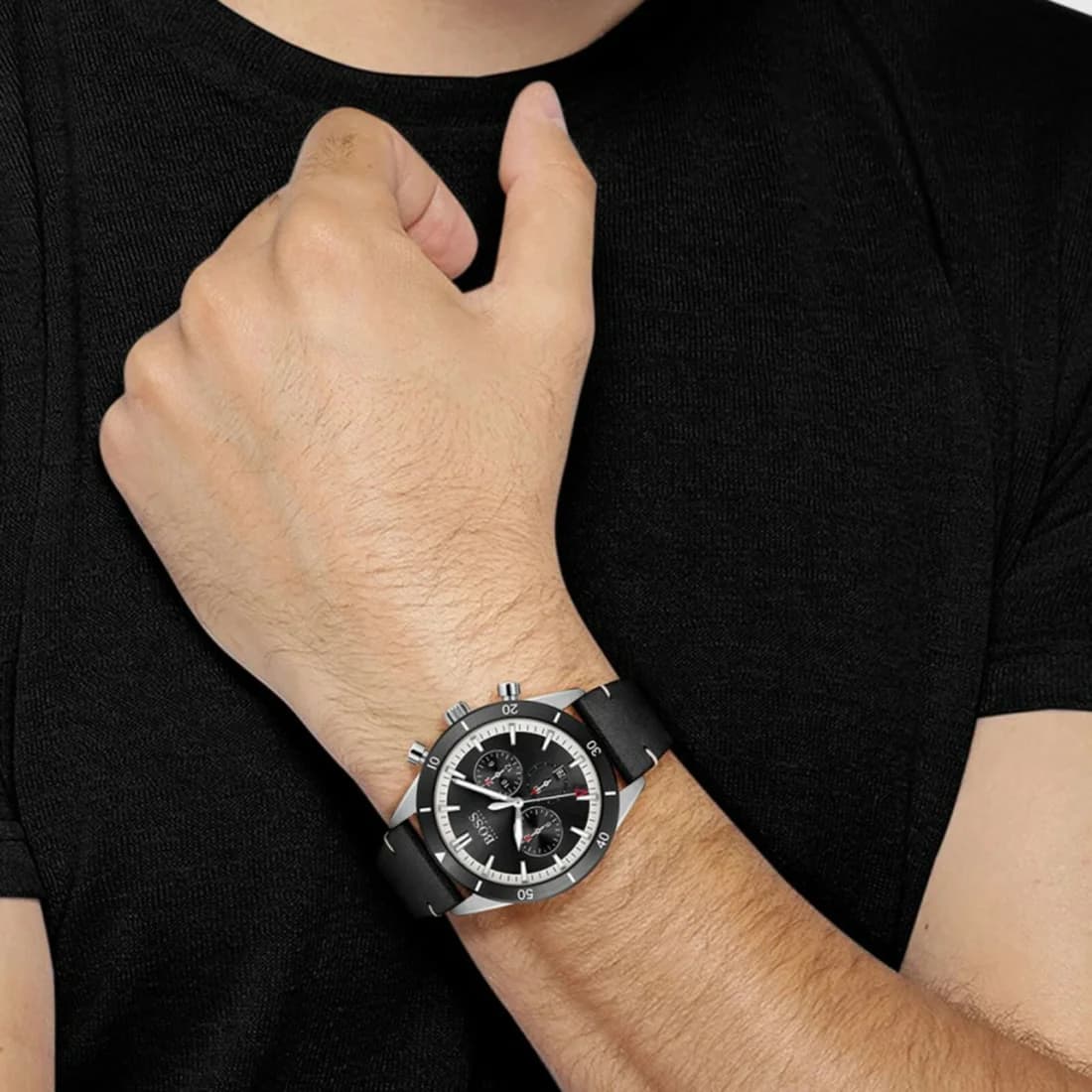 Montre Homme Hugo Boss Santiago 1513864 chronomètre sport en cuir vue 6