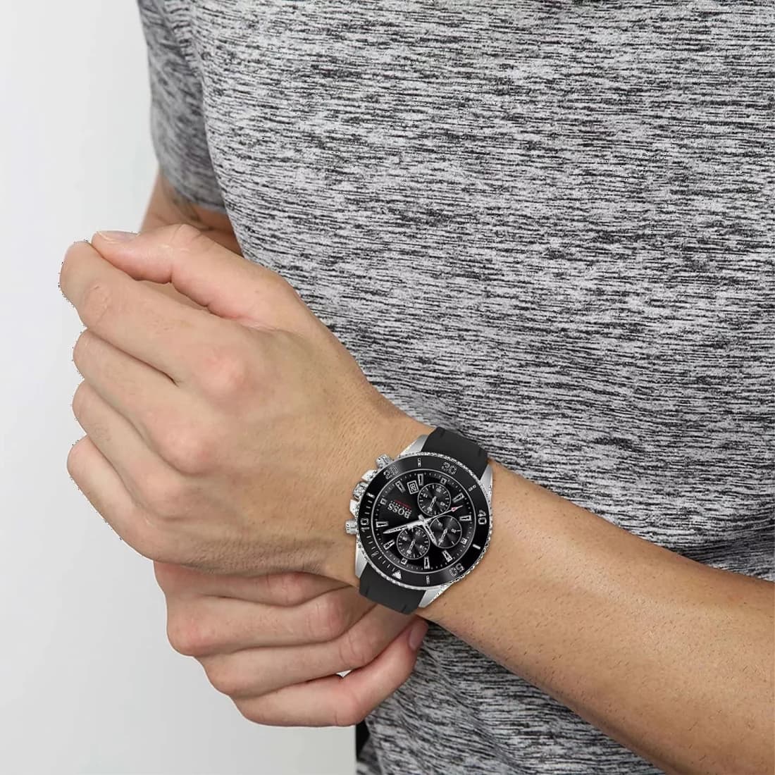 Hugo Boss 1513912 Admiral Chronograph Black Silicone Men's Watch vue 6