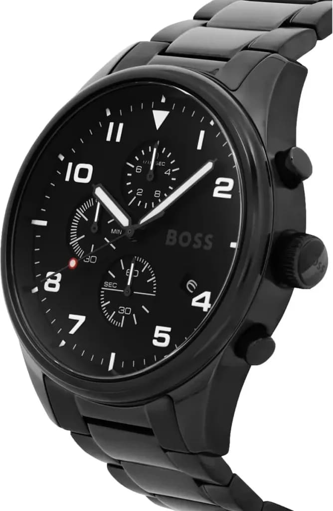 Montre Homme Chronographe Hugo Boss View 1513991 bracelet acier gris cadran noir vue 3