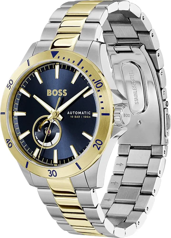 Hugo Boss Troper 1514201 Automatic Men's Watch Bicolour Bracelet Blue Dial vue 2