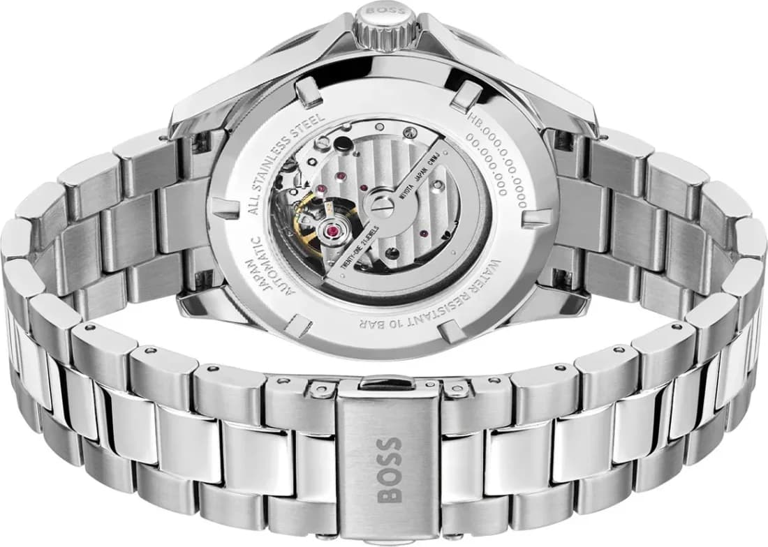 Montre Homme Hugo Boss Automatique Troper 1514202 bracelet acier argenté cadran noir vue 3
