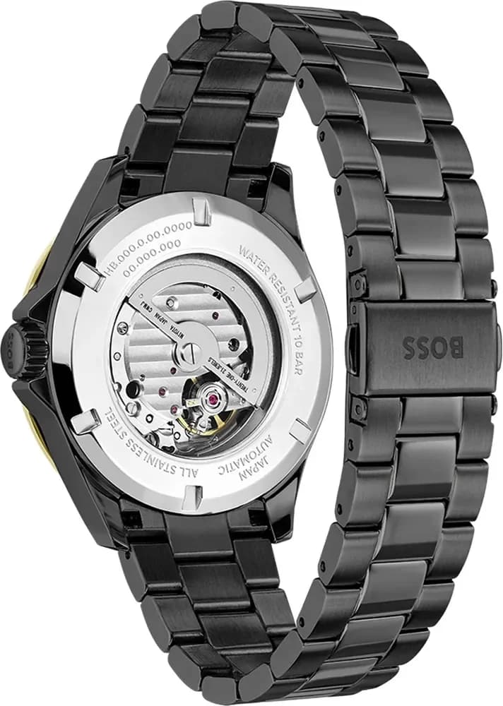 Hugo Boss Troper 1514203 Automatic Black Steel Strap Men's Watch vue 3