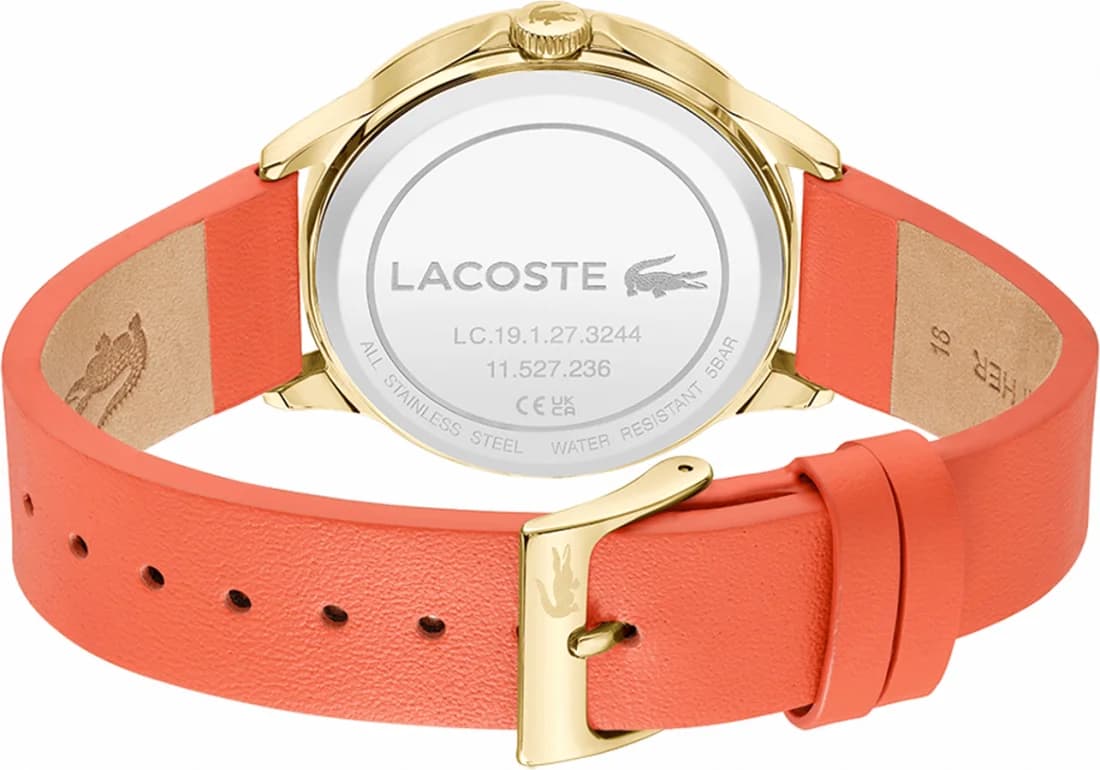 Montre Femme Lacoste Skyhook 2001338 bracelet orange en cuir cadran multifonctions vue 3