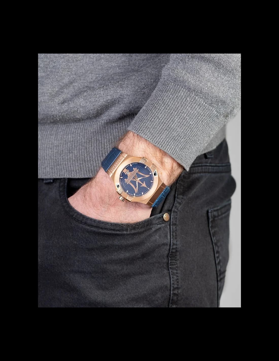 Maserati Potenza R8851108027 Blue Leather Strap Men's Watch vue 4