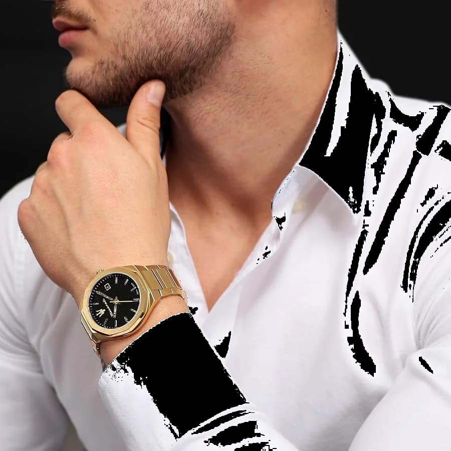 Montre Homme Maserati Stile R8853142004 en acier doré jaune vue 4