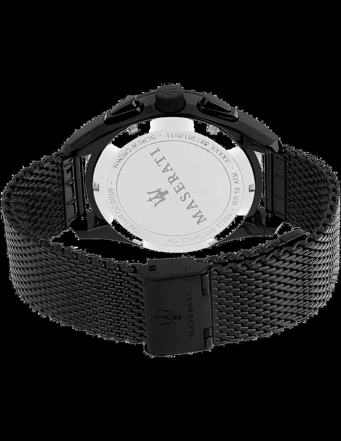 Montre Homme Maserati Traguardo R8873612031 en maille milanaise noire vue 3