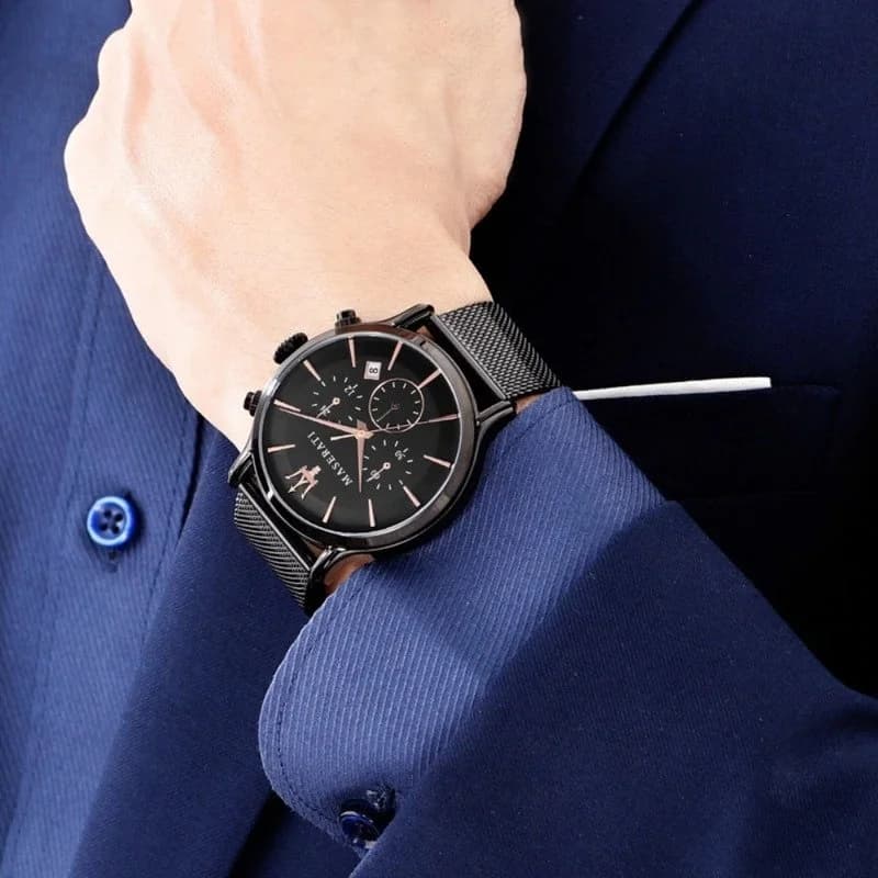 Maserati Epoca R8873618006 Black Milanese Mesh Men's Watch vue 4