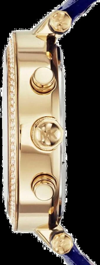 Michael Kors MK2280 Gold-Tone Chronograph with Navy Blue Leather Strap vue 2