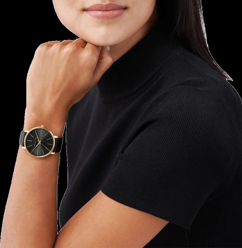 Michael Kors Pyper MK2747 Black Leather Strap Women's Watch vue 4