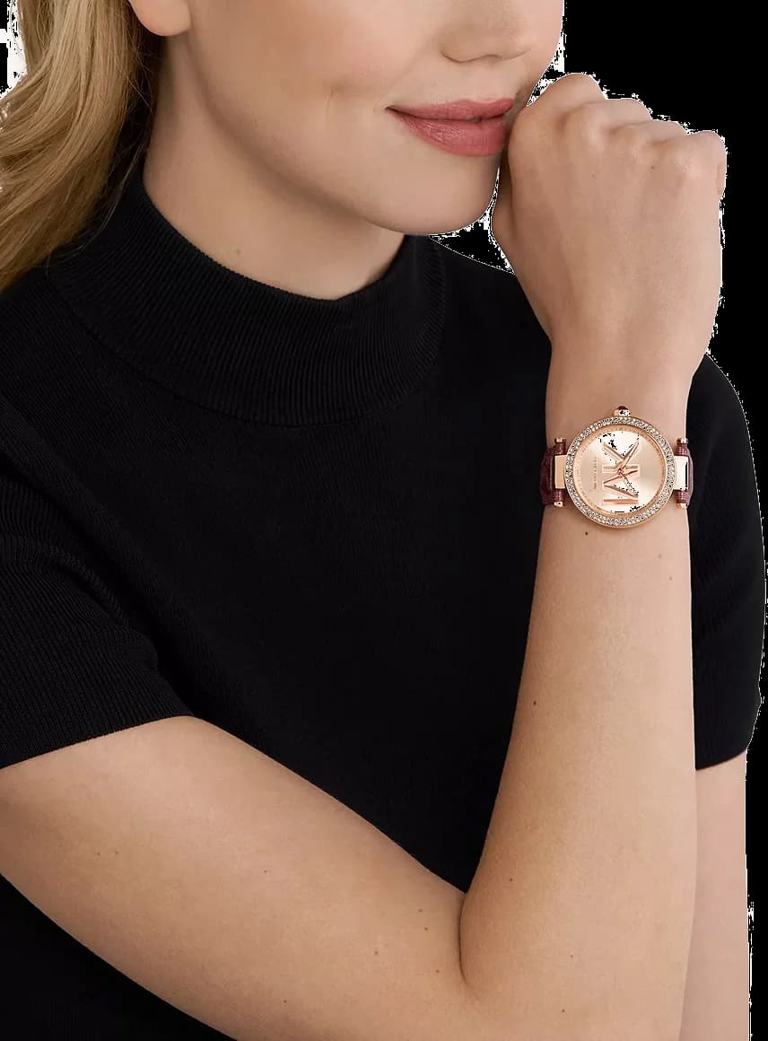 Michael Kors Parker MK2974 Rose Gold Dial Leather Strap Women's Watch vue 4