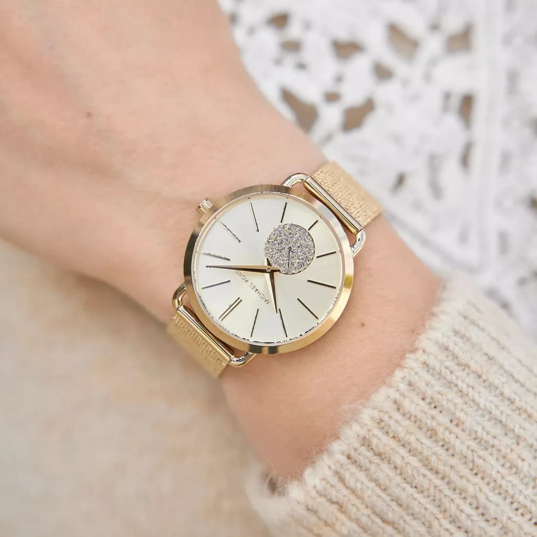 Montre Michael Kors MK3844 Portia en Acier Argenté et Maille Milanaise vue 6